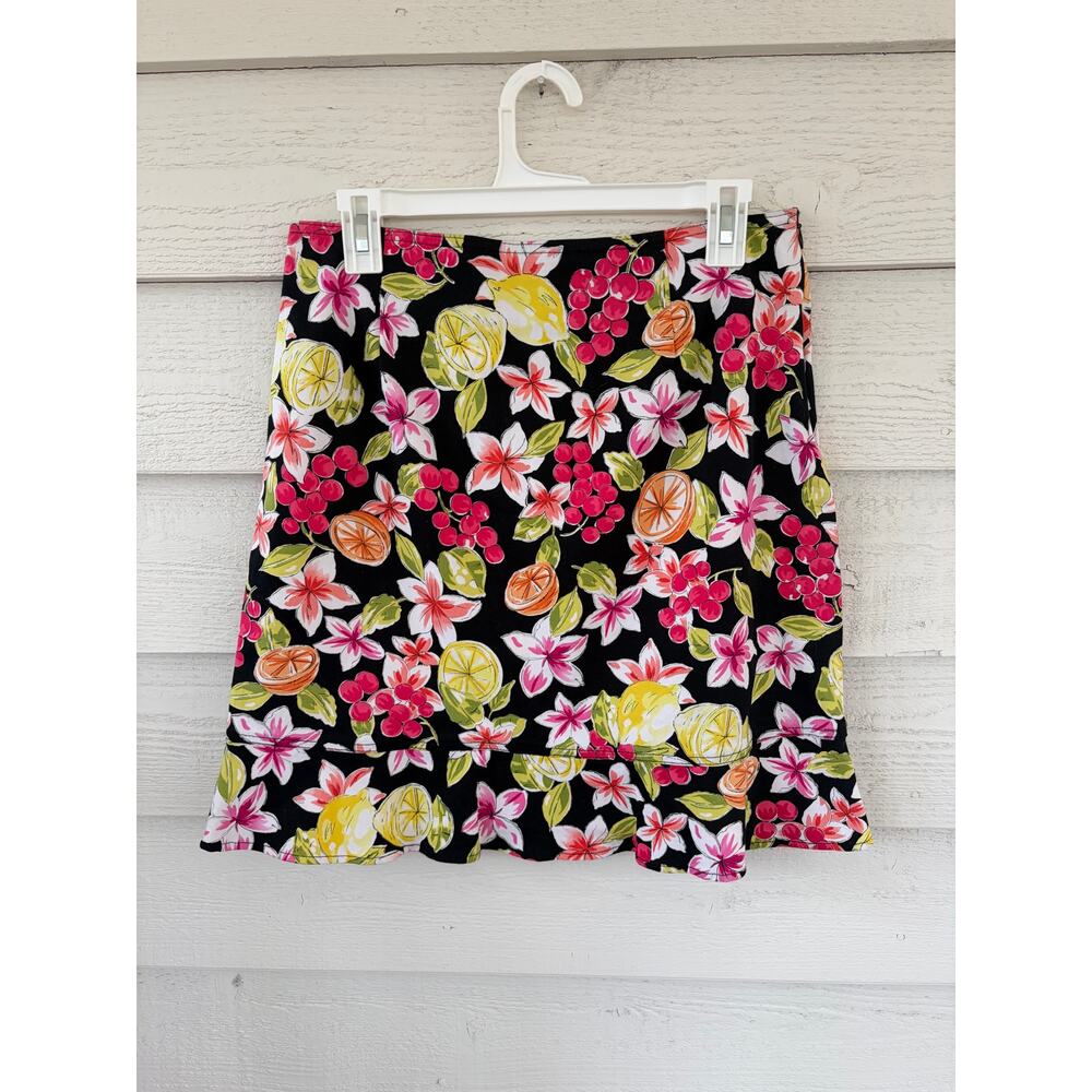 Briggs New York Fruit Floral Skirt Size 10 Lemon Cherry Print - Picture 2 of 6